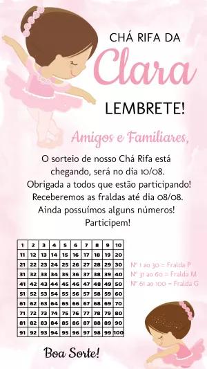 Convite Chá Rifa Bailarina Delicada para Editar Online