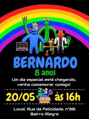 Convite de Aniversário Rainbow Friends com Personagens para Editar