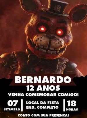 Convite de Aniversário Five Nights At Freddy's para Editar