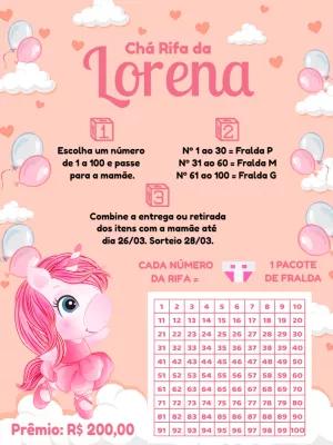 Chá Rifa Unicórnio Bailarina para Editar Online e Imprimir