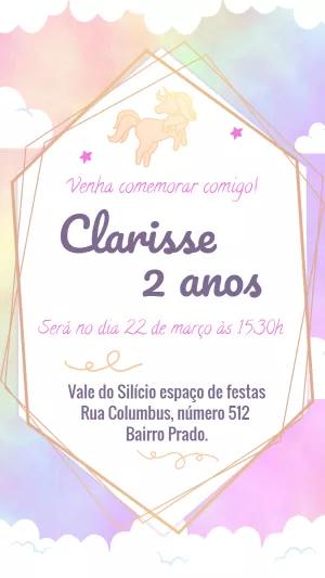 Convite Aniversário Unicórnio Mágico para Editar Online