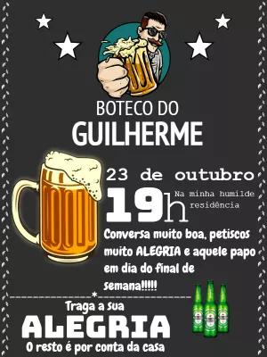 Convite de Aniversário Boteco com Cerveja para Editar Online
