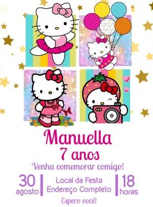 Convite de Aniversário Hello Kitty para Editar Online