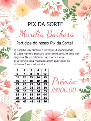 Rifa Pix da Sorte Floral Delicado para Editar Online