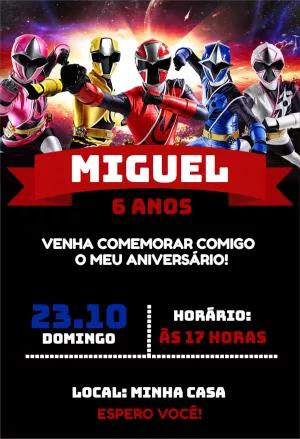 Convite de Aniversário Power Rangers para Editar Online