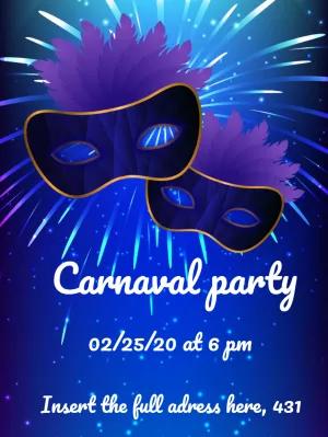 Carnival Party Invitation with Masks to Edit Online