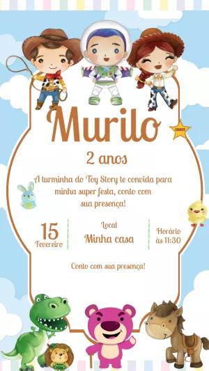 Convite Aniversário Toy Story com Personagens para Editar