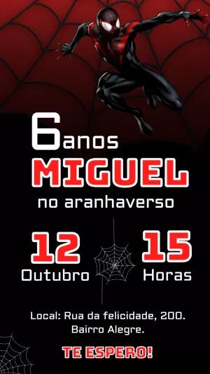 Convite Aniversário Homem Aranha Aranhaverso para Editar
