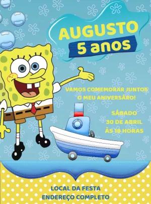 Convite de Aniversário Bob Esponja Editável Online
