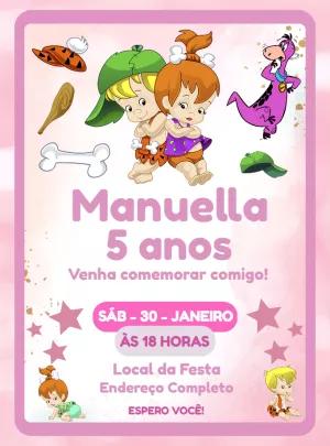 Convite de Aniversário Pedrita e Bambam para Editar Online
