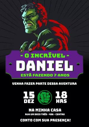 Convite de Aniversário Incrível Hulk para Editar Online