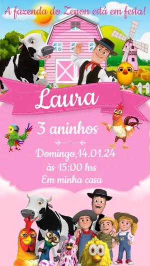Convite de Aniversário Fazenda do Zenon para Editar Online