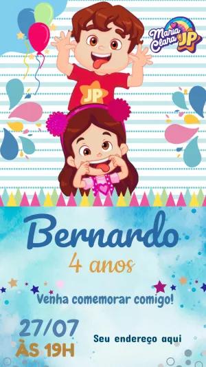 Convite Aniversário Maria Clara e JP para Editar Online