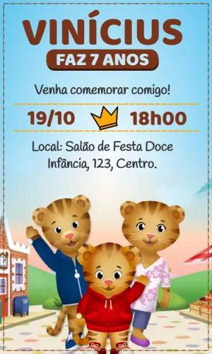 Convite de Aniversário Daniel Tiger para Editar Online