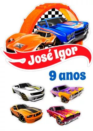 Topo de Bolo HotWheels Editável para Festa de Aniversário