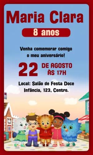 Convite Aniversário Daniel Tiger com Personagens para Editar