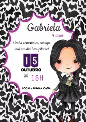 Convite Aniversário Wandinha Addams Editável Online