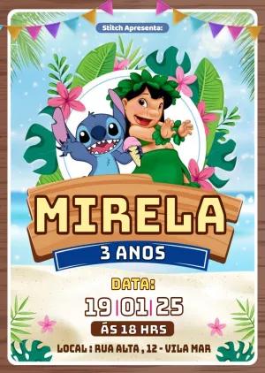 Convite de Aniversário Lilo e Stitch para Editar Online