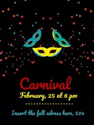 Carnival Party Invitation with Masks to Edit Online
