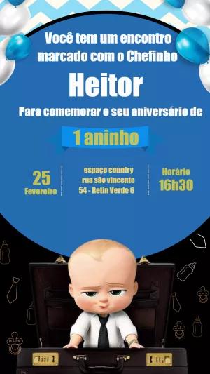 Convite Aniversário Poderoso Chefinho para Editar Online