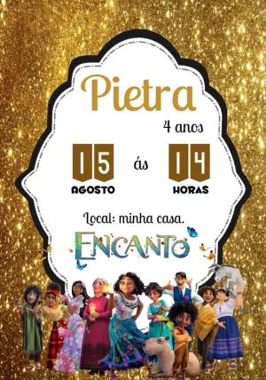 Convite de Aniversário Encanto com Personagens para Editar