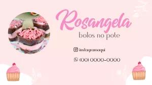 Cartão de Visita Bolos no Pote Rosa para Editar Online