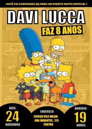 Convite de Aniversário Os Simpsons para Editar Online