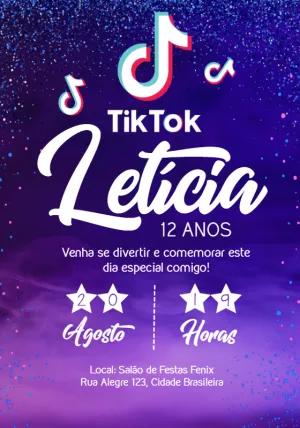 Convite de Aniversário Tik Tok Editável Online para Imprimir