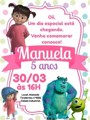 Convite Aniversário Monstros SA com Boo para Editar Online