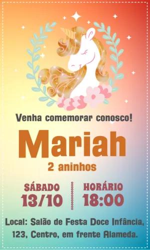 Convite de Aniversário Unicórnio Floral para Editar Online