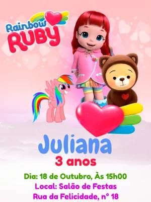Convite de Aniversário Rainbow Ruby para Editar Online