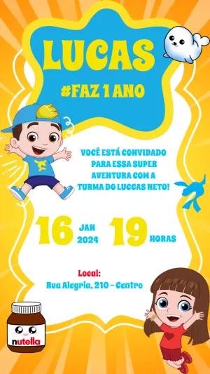 Convite Aniversário Os Aventureiros e Luccas Neto para Editar