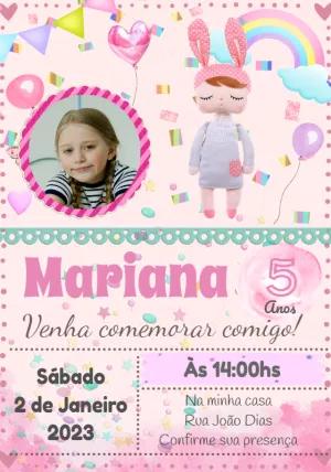 Convite Aniversário Metoo Boneca com Foto para Editar Online