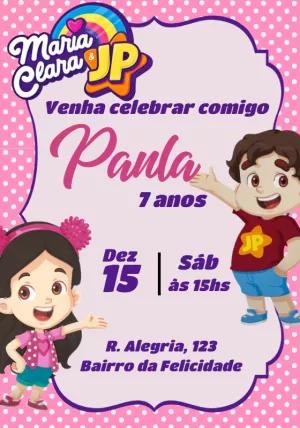 Convite Aniversário Maria Clara e JP para Editar Online