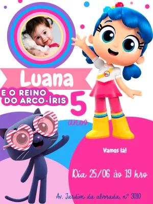 Convite Aniversário Vera e o Reino do Arco-Íris para Editar