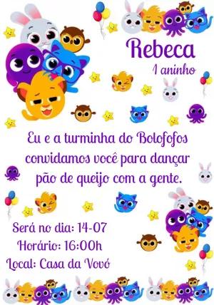 Convite de Aniversário Bolofofos com Personagens para Editar