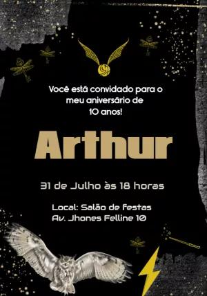 Convite Aniversário Harry Potter para Editar Online