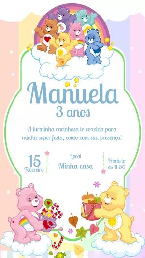 Convite Aniversário Ursinhos Carinhosos para Editar Online