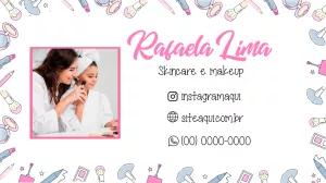 Cartão de Visita Maquiagem e Skincare para Editar e Imprimir