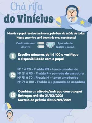 Convite Chá Rifa Ursinho Aviador para Editar Online