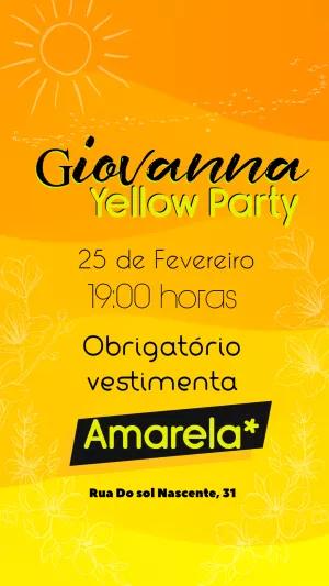 Convite de Aniversário Yellow Party para Editar Online e Enviar