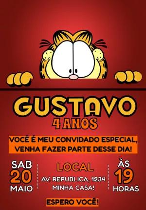 Convite de Aniversário Garfield para Editar Online e Imprimir