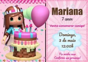 Convite Aniversário Roblox Menina com Avatar para Editar Online