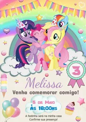 Convite Aniversário My Little Pony com Personagens para Editar