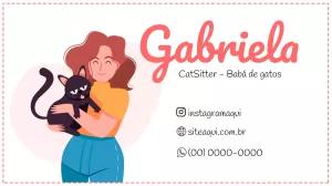 Cartão de Visita Cat Sitter Ilustrado para Editar Online
