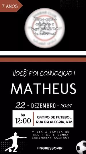 Convite Aniversário Futebol com Logo do Time para Editar Online
