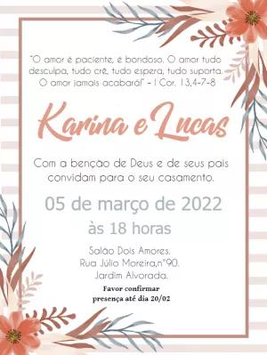 Convite de Casamento Floral Terracota para Editar Online
