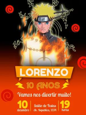 Convite de Aniversário Naruto para Editar Online