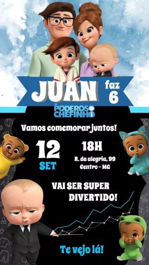 Convite Aniversário Poderoso Chefinho para Editar Online