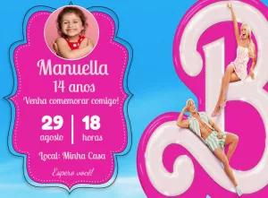 Convite de Aniversário Barbie com Foto Editável Online
